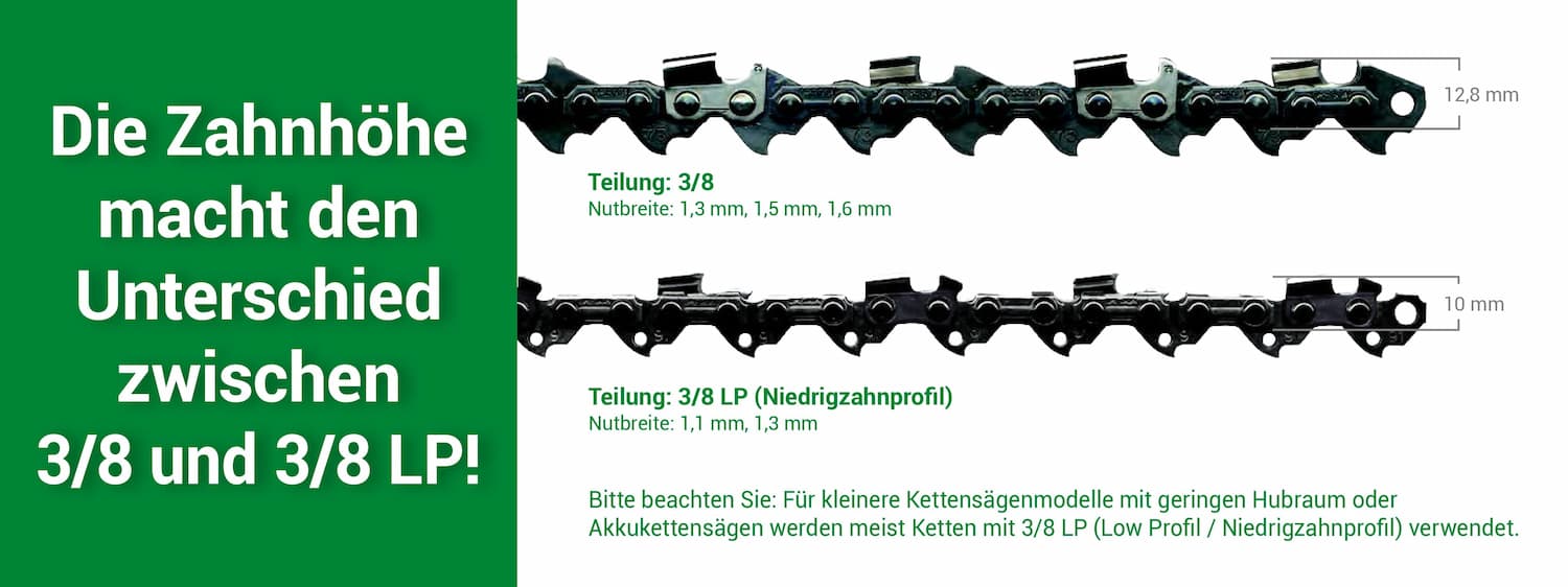 Sägeketten 3/8 1,3mm - Vergleich LP vs. Non-LP