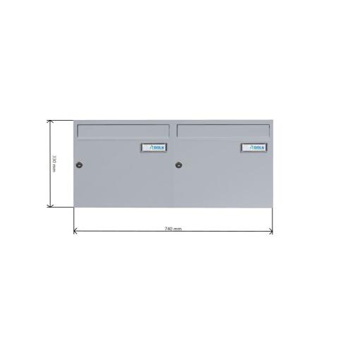 A-015 2er Edelstahl V2A Wandbriefkastenanlage Aufputz
