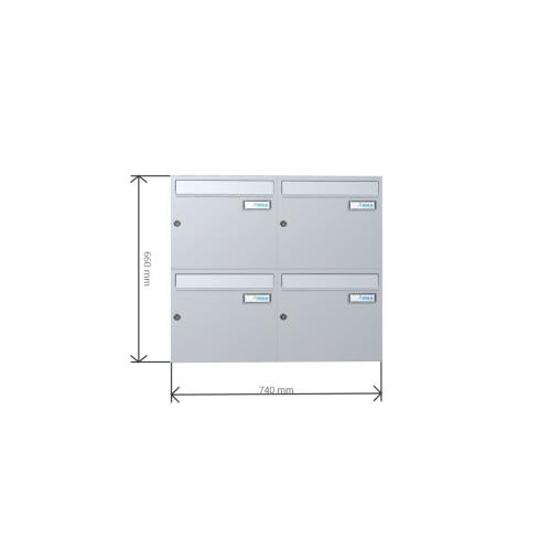 A-015 4er Edelstahl V2A Wandbriefkastenanlage Aufputz
