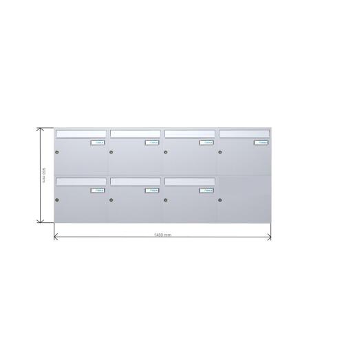 A-015 7er Edelstahl V2A Wandbriefkastenanlage Aufputz