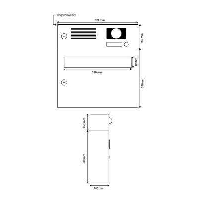 A-01 Edelstahl Aufputz Briefkasten mit Klingel, Sprechanlage, Kamera & Systemzentrale